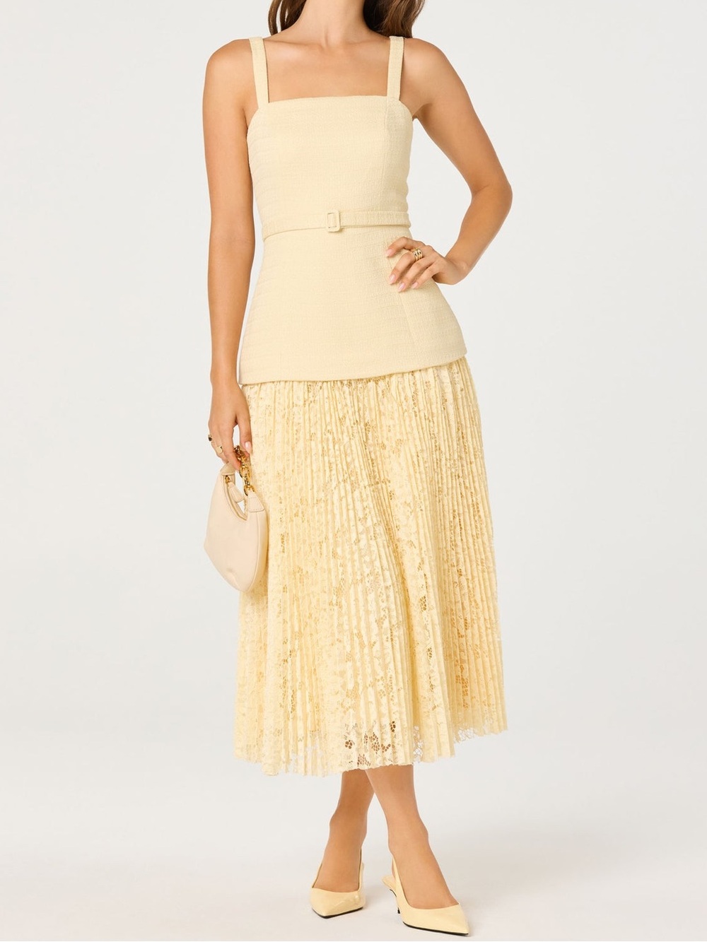 NWT Caitlin Mixed Media Tweed Midi Dress